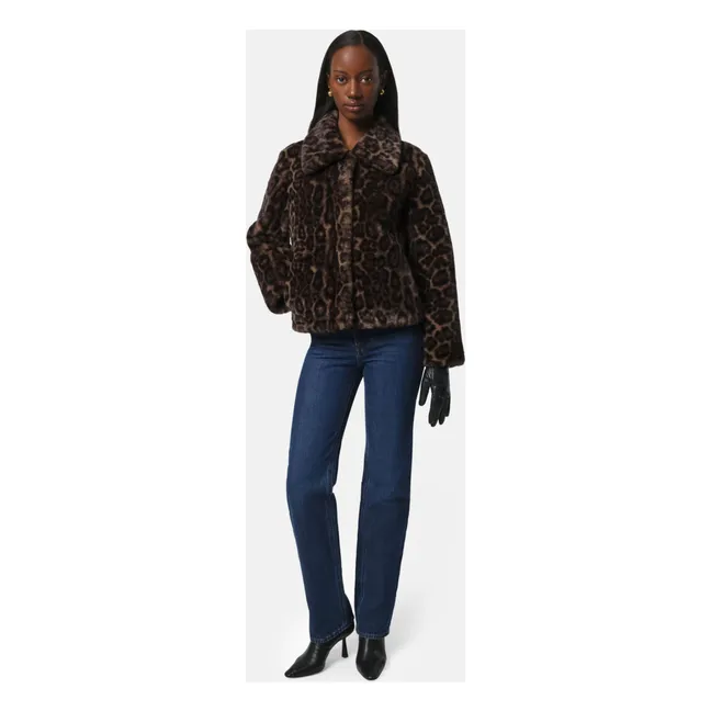 Elis Leopard Recycled Fiber Jacket | Brown