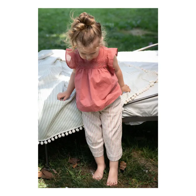 Baby Striped Pants | Brick red