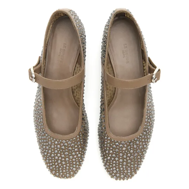 Ballerines Mary Jane Mesh et Cristals | Beige