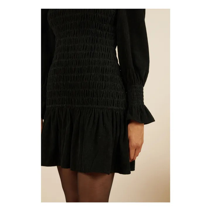 Robe Courte Aleria Velours Côtelé | Noir- Image produit n°4