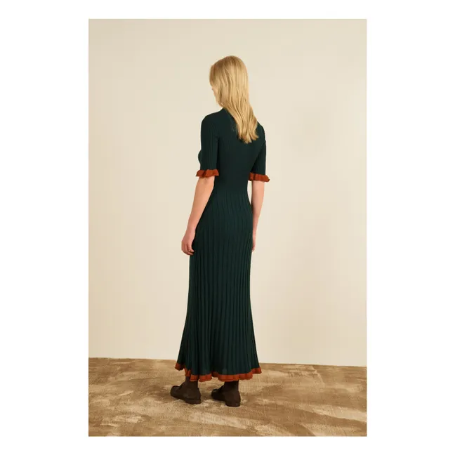 Magda Extra Fine Merino Wool Dress | Dark green