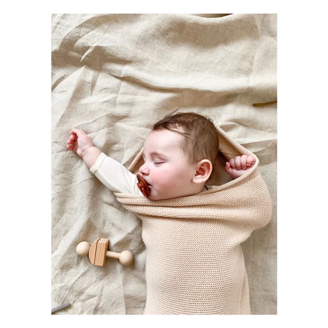 Coperta in fasce in lana merino | Beige