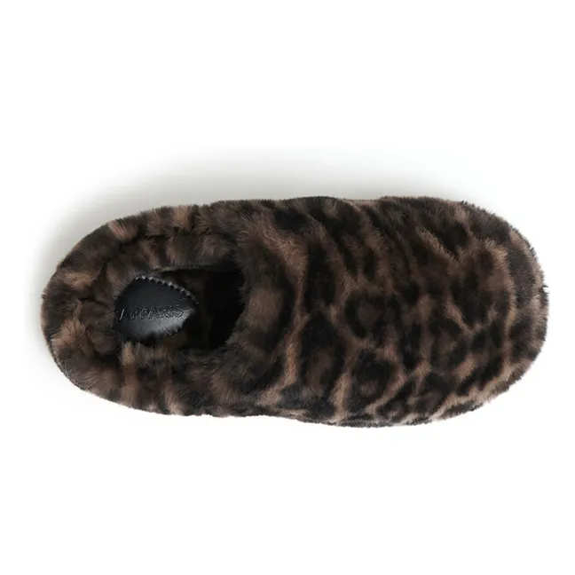 Misha Pantuflas de leopardo Fibras recicladas | Marrón