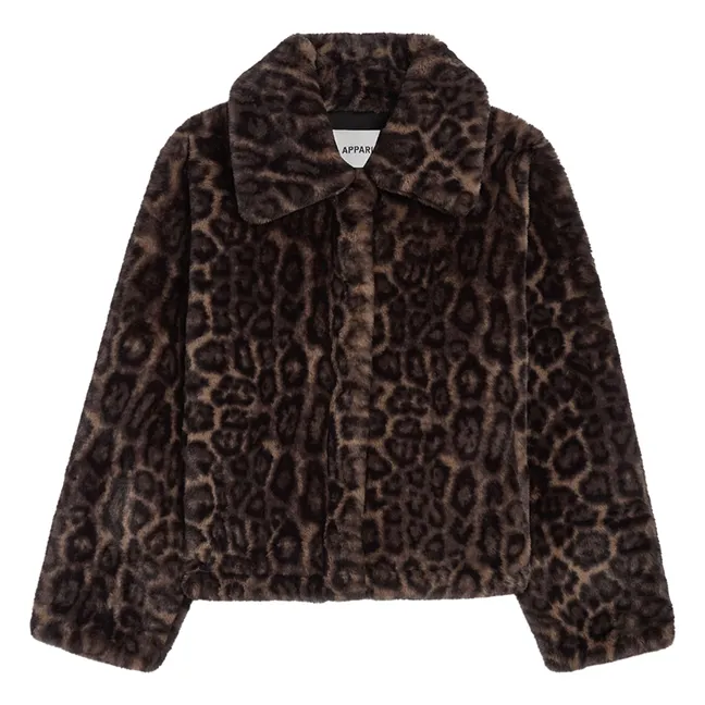 Chaqueta de fibra reciclada Elis Leopard | Marrón