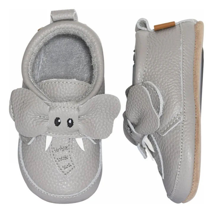 Elephants Leather Slippers | Blue- Product image n°0