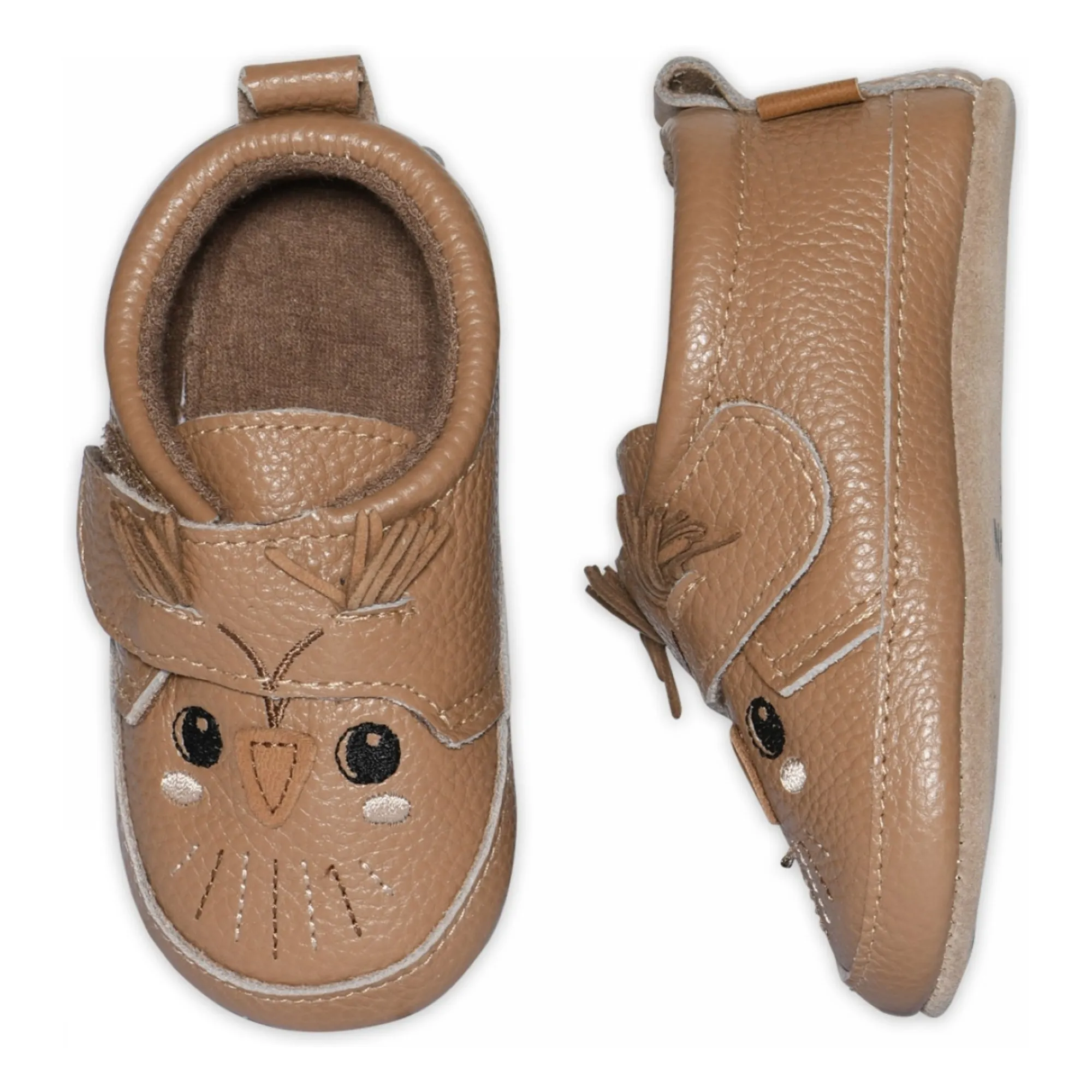 Melton Brown Owl Leather Slippers