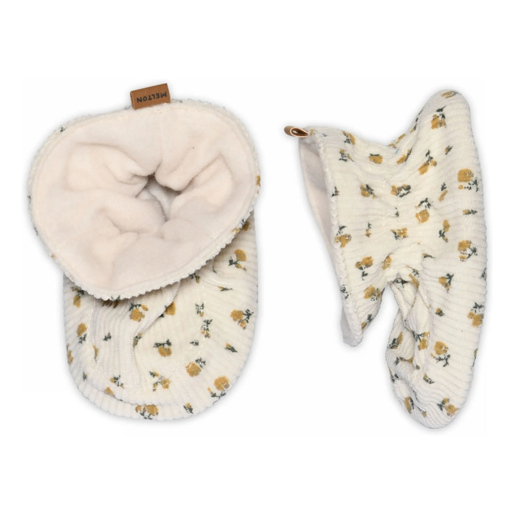 Melton Ecru Flower Slippers