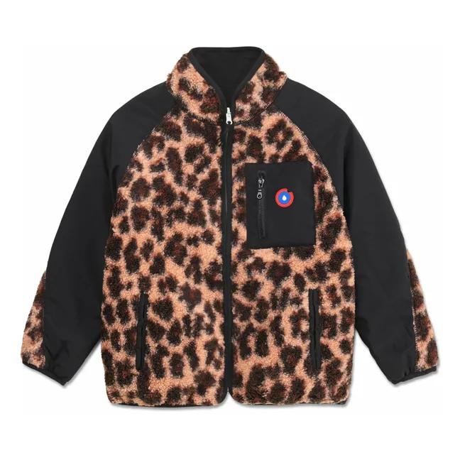 Veste Polaire Réversible Monceau Léopard Fibres Recyclées | Noir