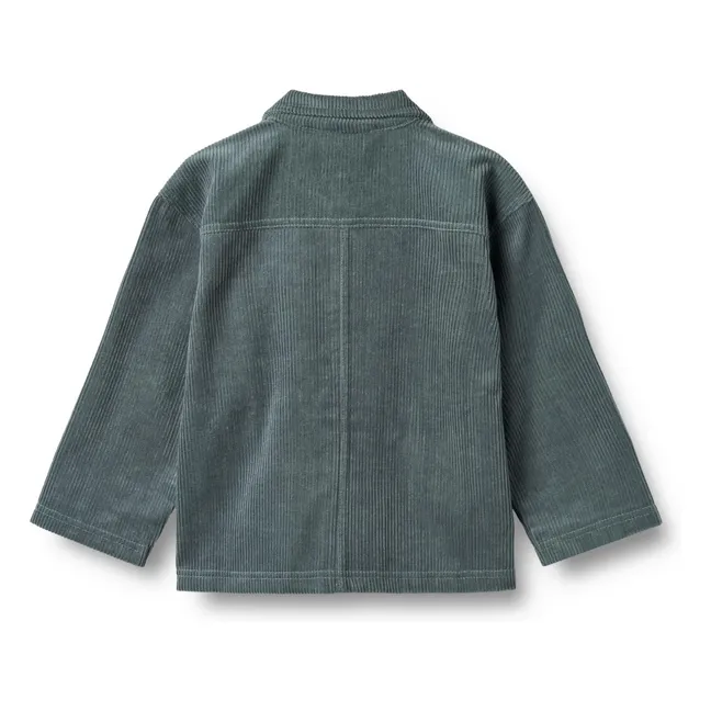 Salbei Bio-Baumwoll-Cordsamt-Overshirt | Graublau