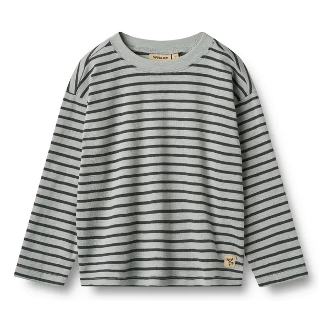 T-shirt Dallas Rayé Coton Bio | Bleu Clair