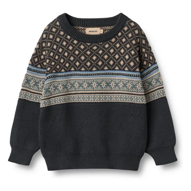 Pull Julius Jacquard Coton Bio | Bleu marine