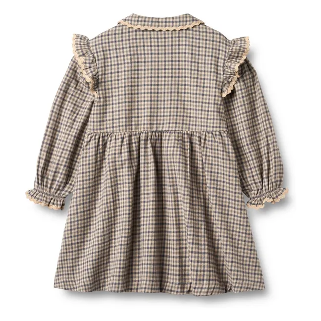 Vestido Alissa Cuadros de algodón orgánico | Beige