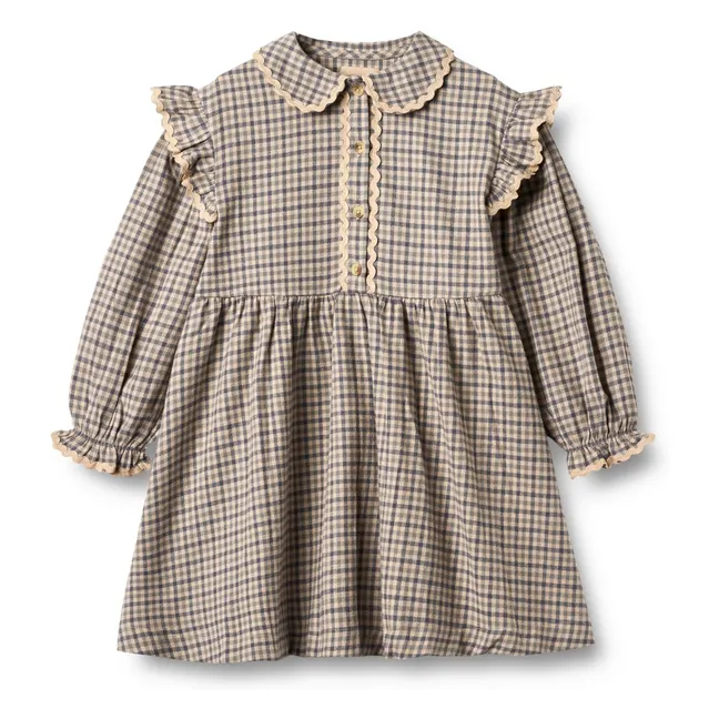 Vestido Alissa Cuadros de algodón orgánico | Beige