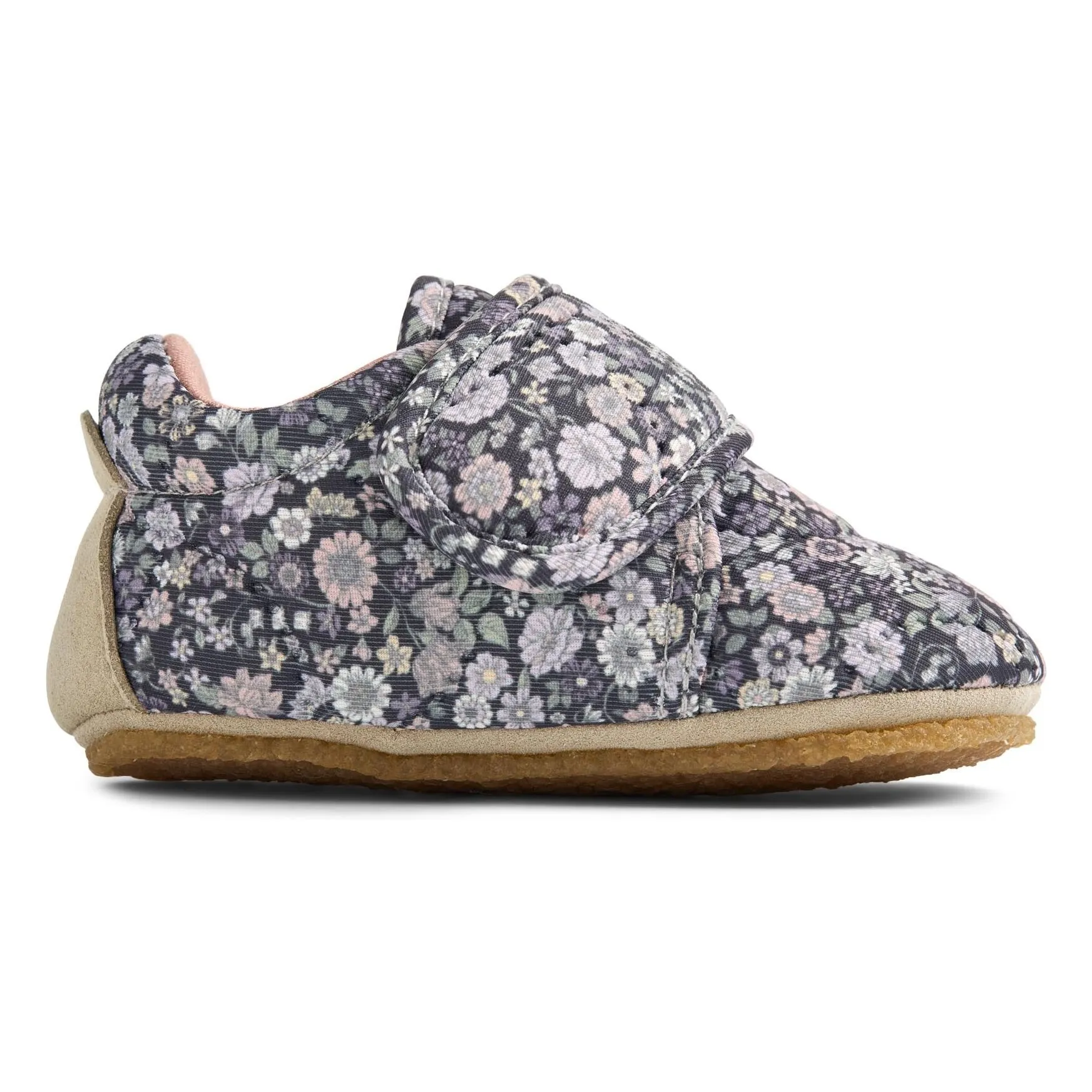 Wheat Dark Grey Sasha Flower Slippers Recycled Fibers