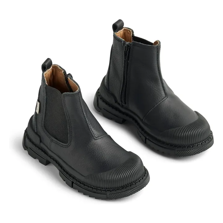 Saida Tex Leather Boots | Black- Product image n°2