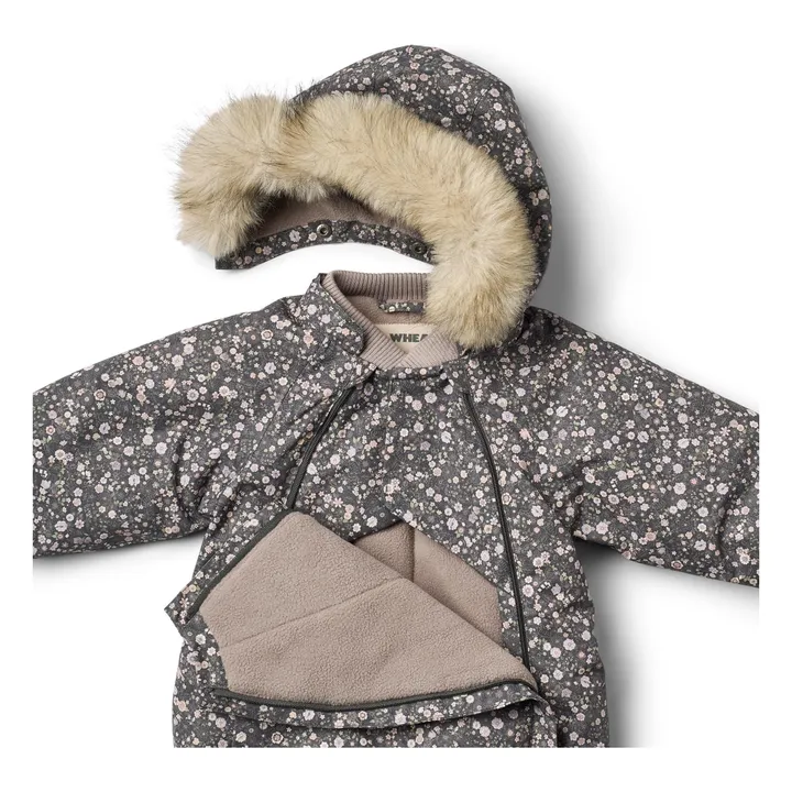 Combinaison de Ski Nicki Fleurie Fibres Recyclées | Gris foncé- Image produit n°1