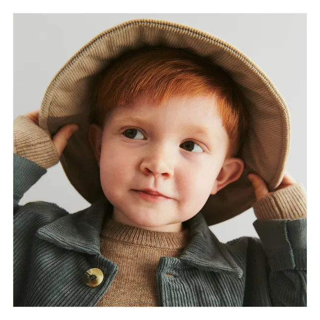 Salbei Bio-Baumwoll-Cordsamt-Overshirt | Graublau