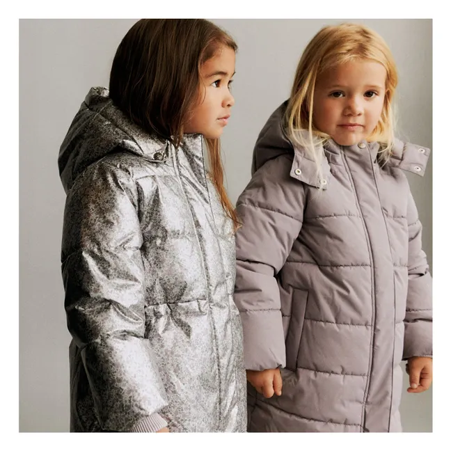 Eli Recycled Fiber Down Jacket | Silver