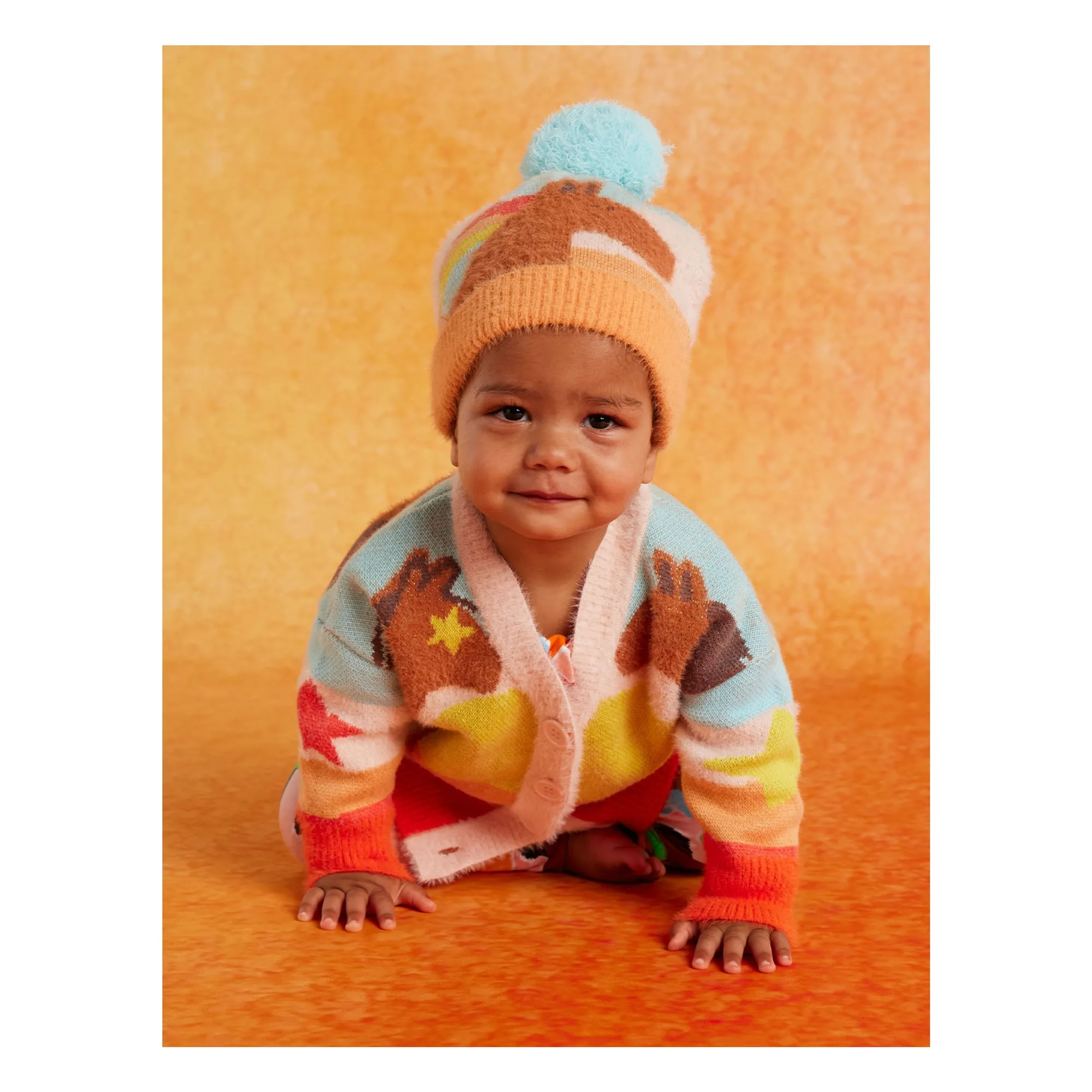 Bonnet Pompon Chevaux | Bleu ciel- Image produit n°4