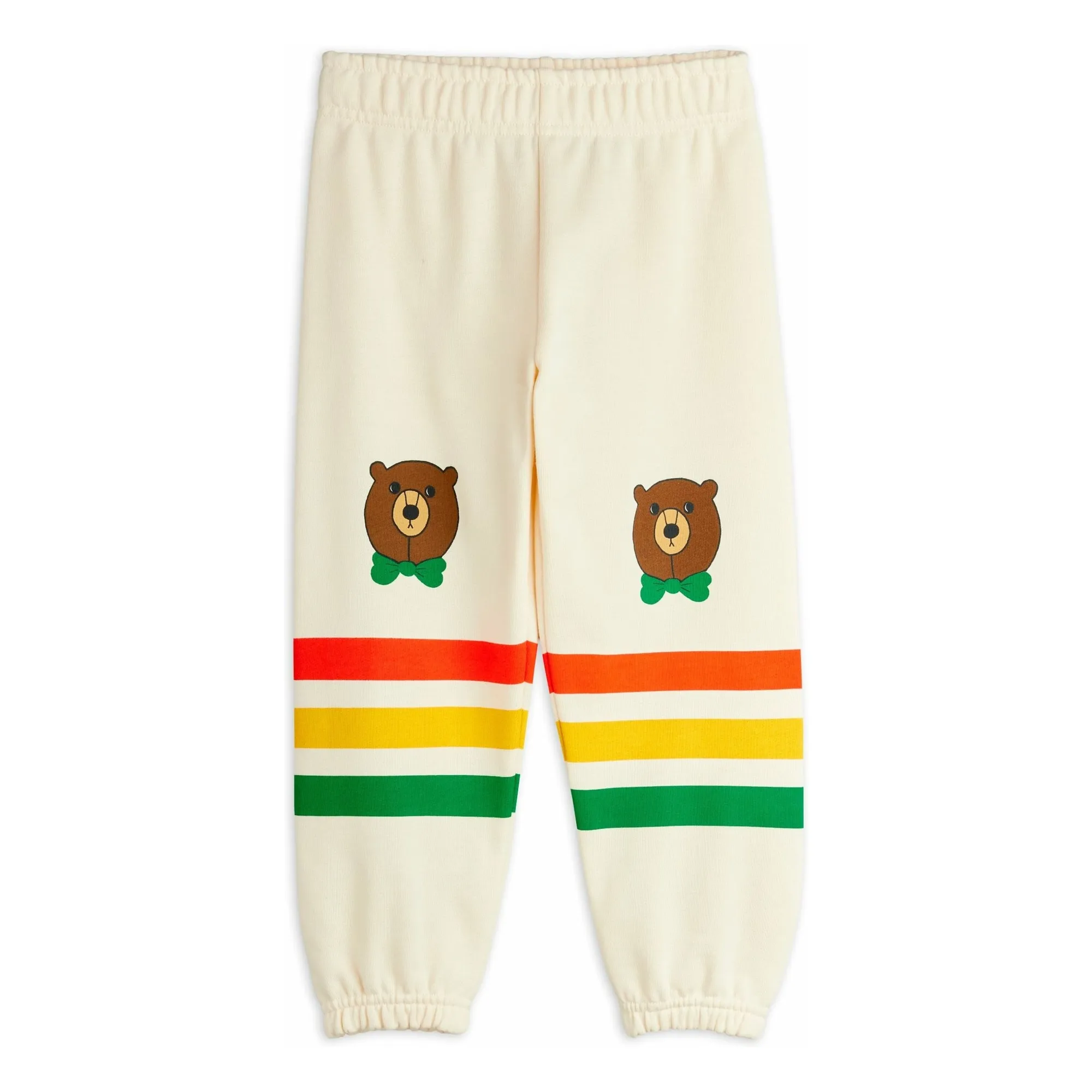 Mini Rodini Ecru Organic Cotton Stripe Bear Jogger