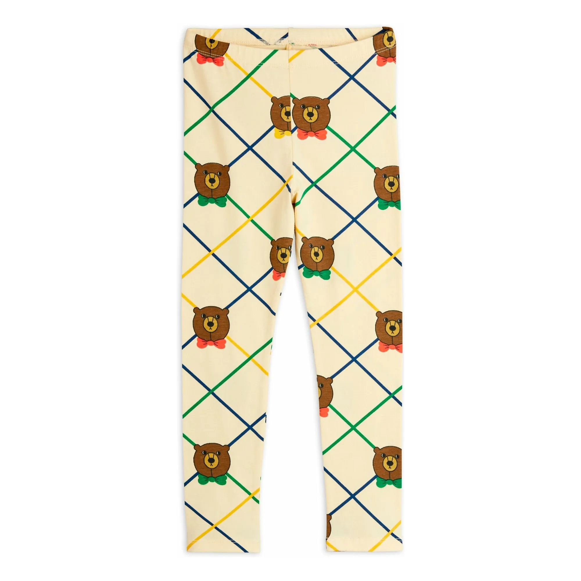 Mini Rodini Ecru Legging Bear Carreaux Organic Cotton