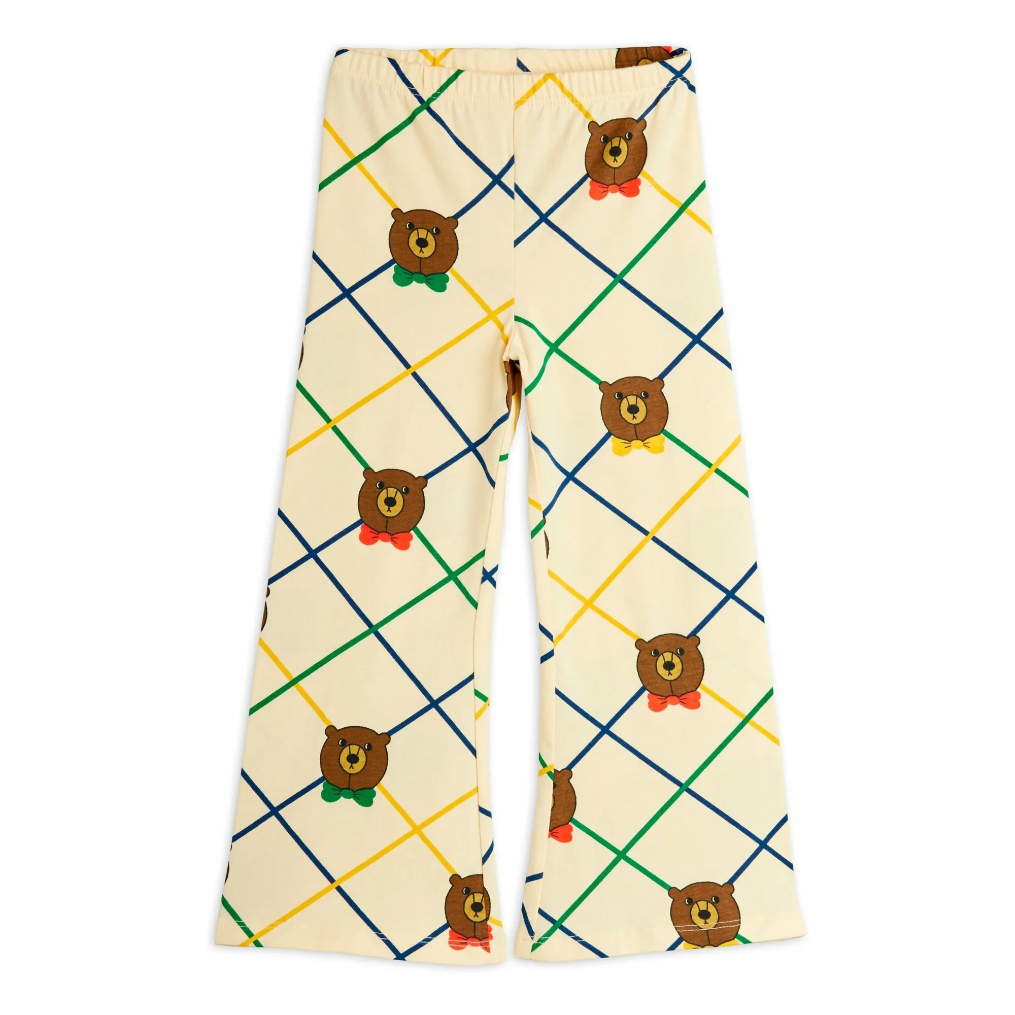 Mini Rodini Ecru Carreaux Organic Cotton Bear Pants