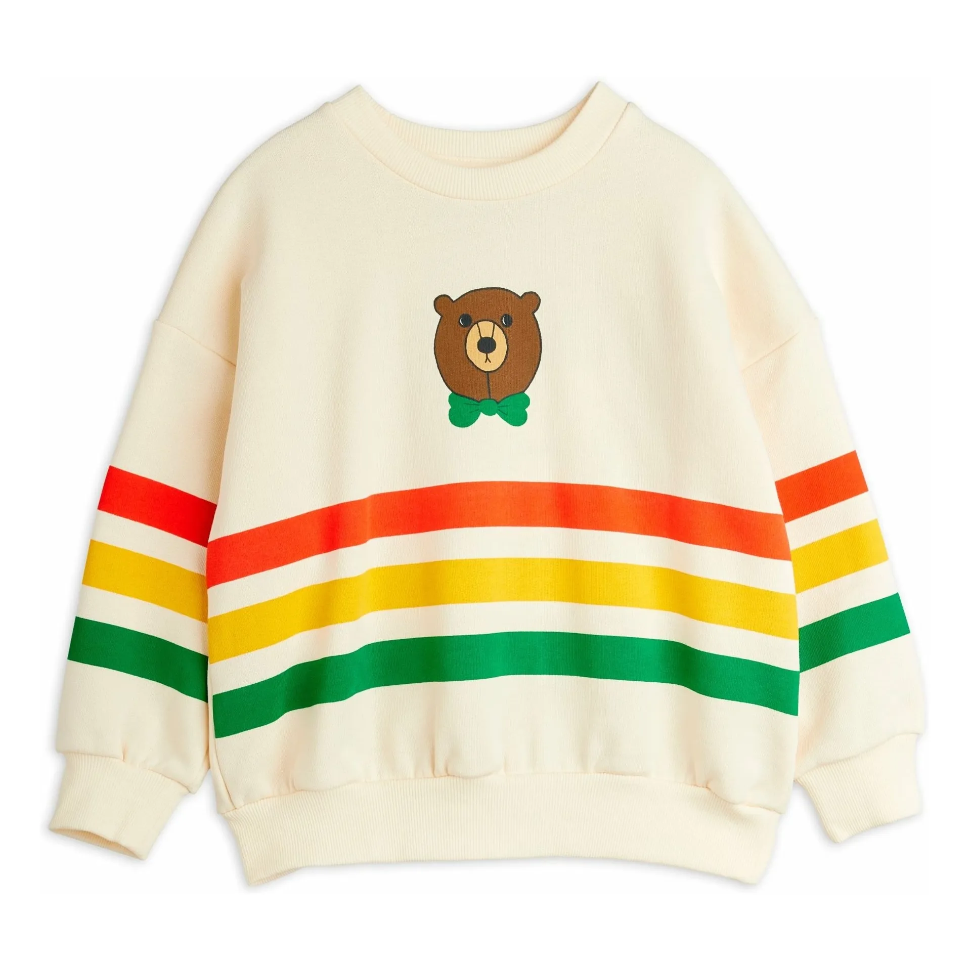 Mini Rodini Ecru Stripes Bear Sweat Organic Cotton