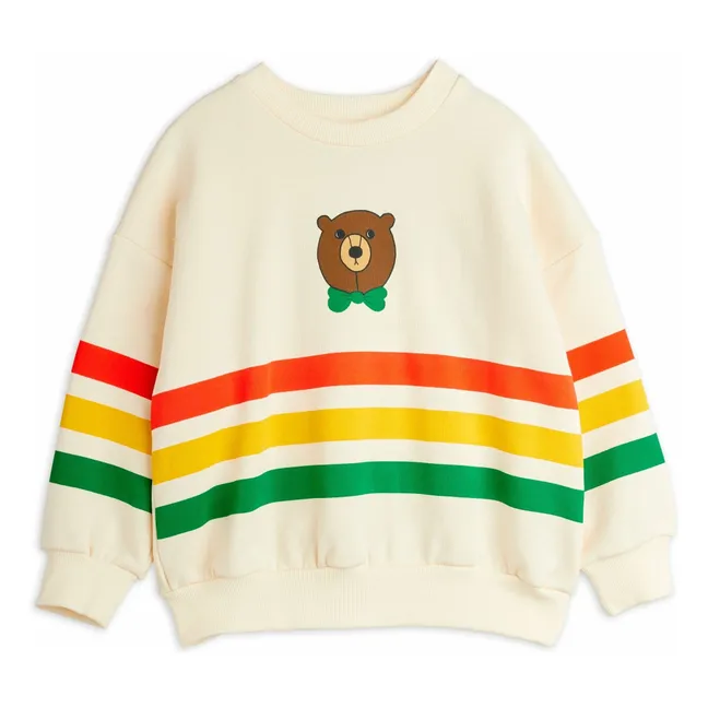 Sweat Ours Rayures Coton Bio | Ecru