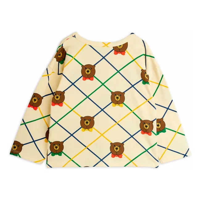 T-shirt Ours Carreaux Coton Bio | Ecru