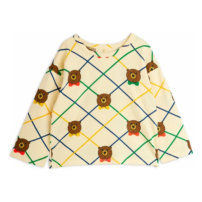 T-shirt Ours Carreaux Coton Bio | Ecru