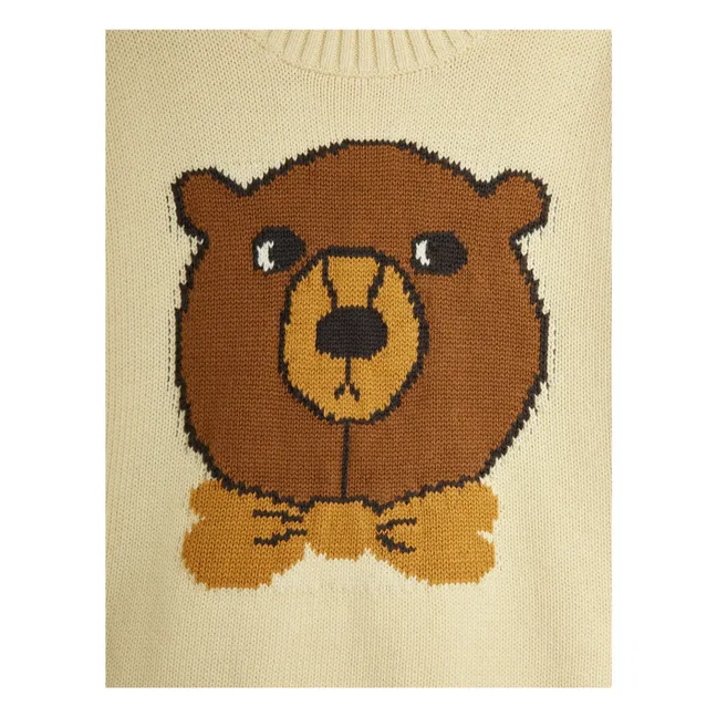 Intarsia Organic Cotton Bear Sweater | Ecru
