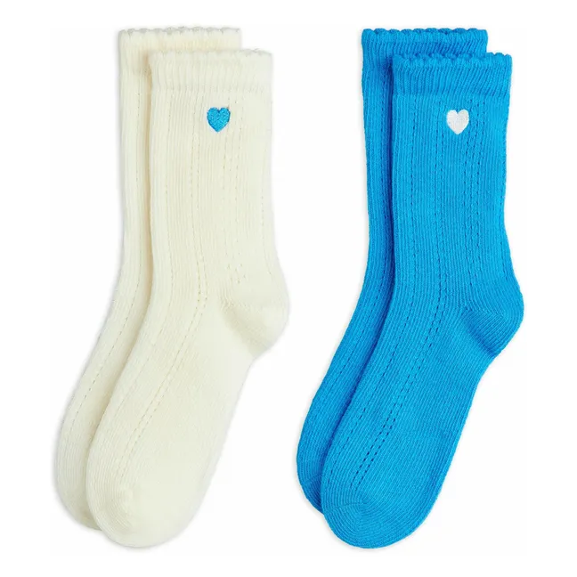 Lot de 2 Paires de Chaussettes Pointelle Coton Bio | Blanc