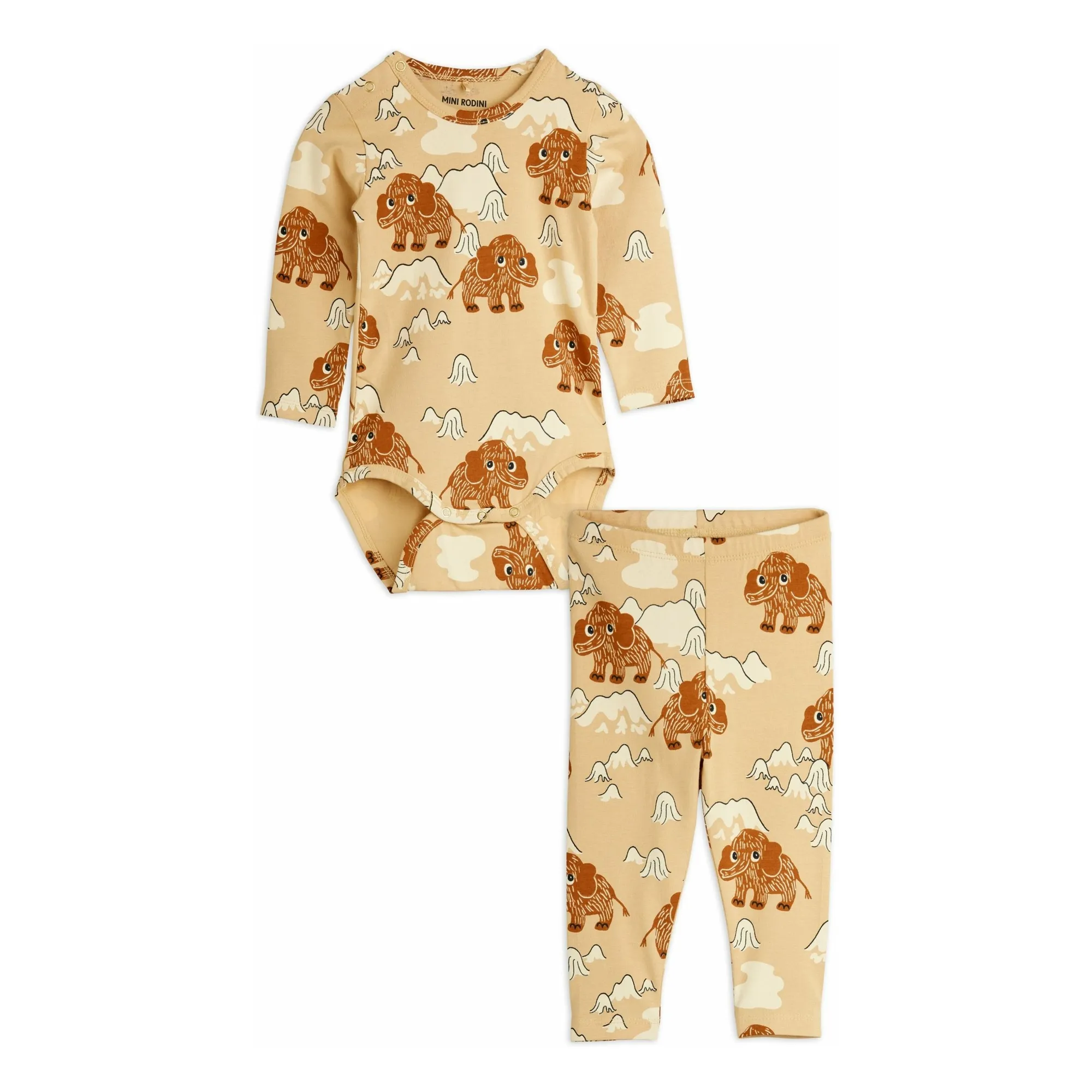 Mini Rodini Beige Mammoth Organic Cotton Body And Legging Set