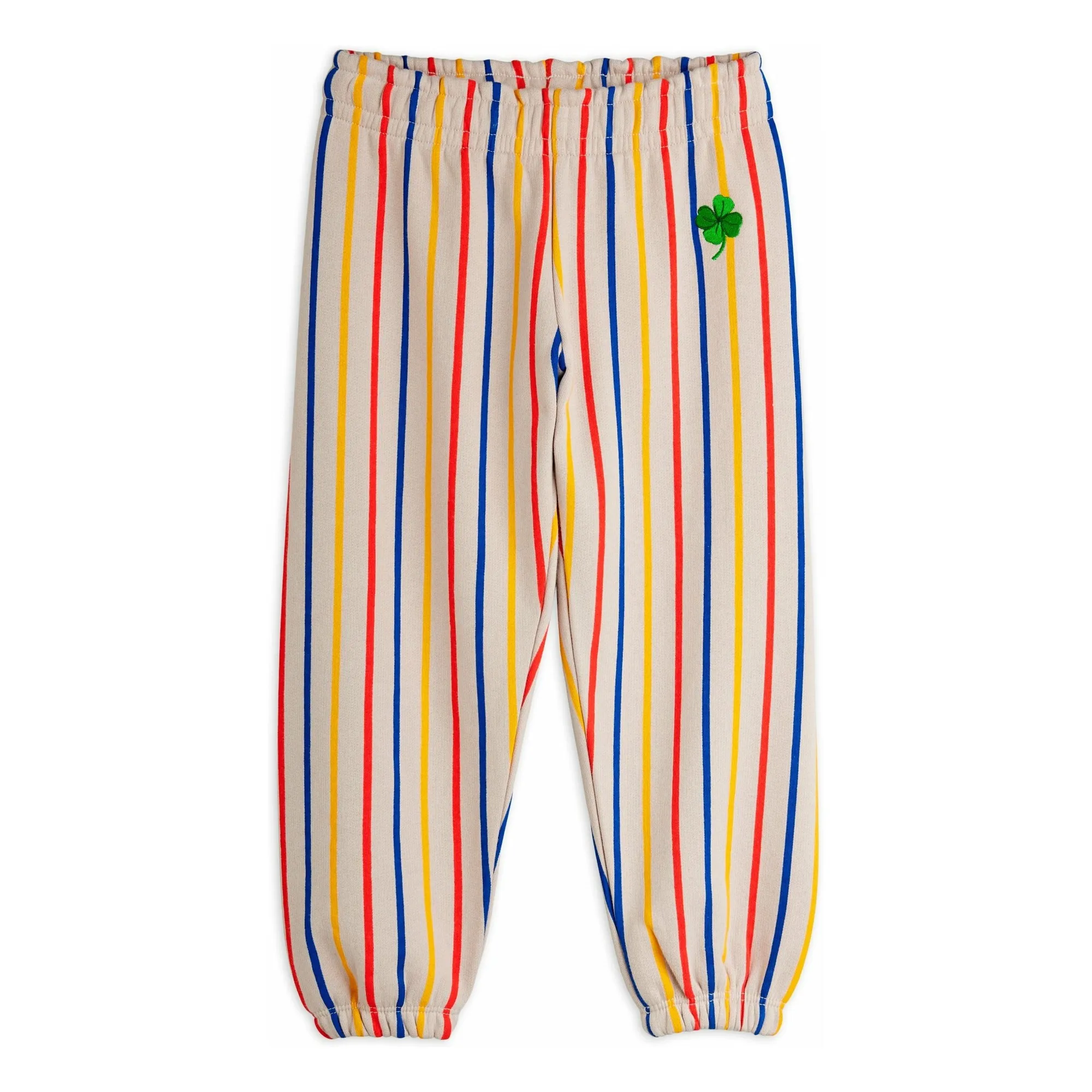 Mini Rodini Ecru Clover Stripes Organic Cotton Joggers
