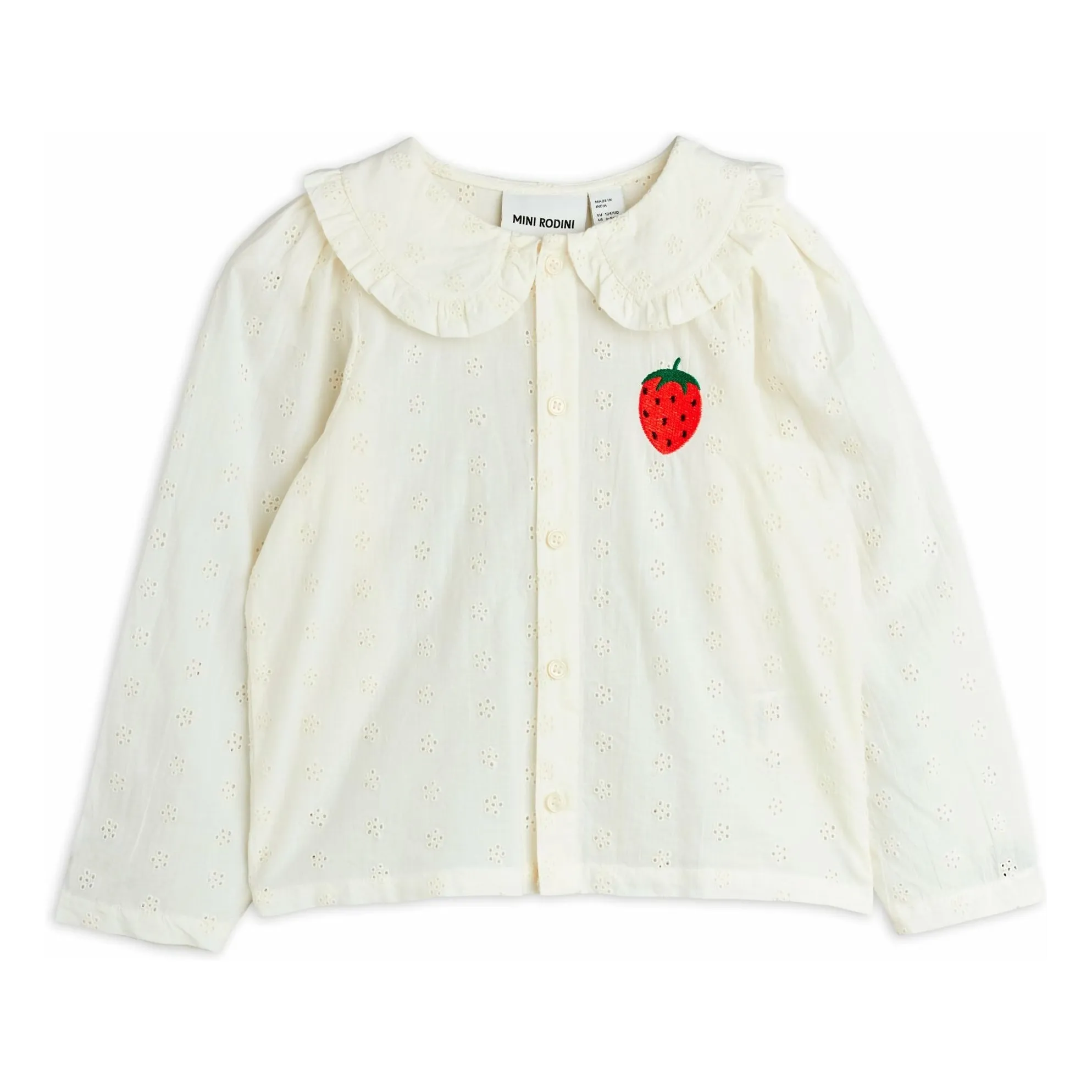 Mini Rodini White Blouse Strawberry Organic Cotton