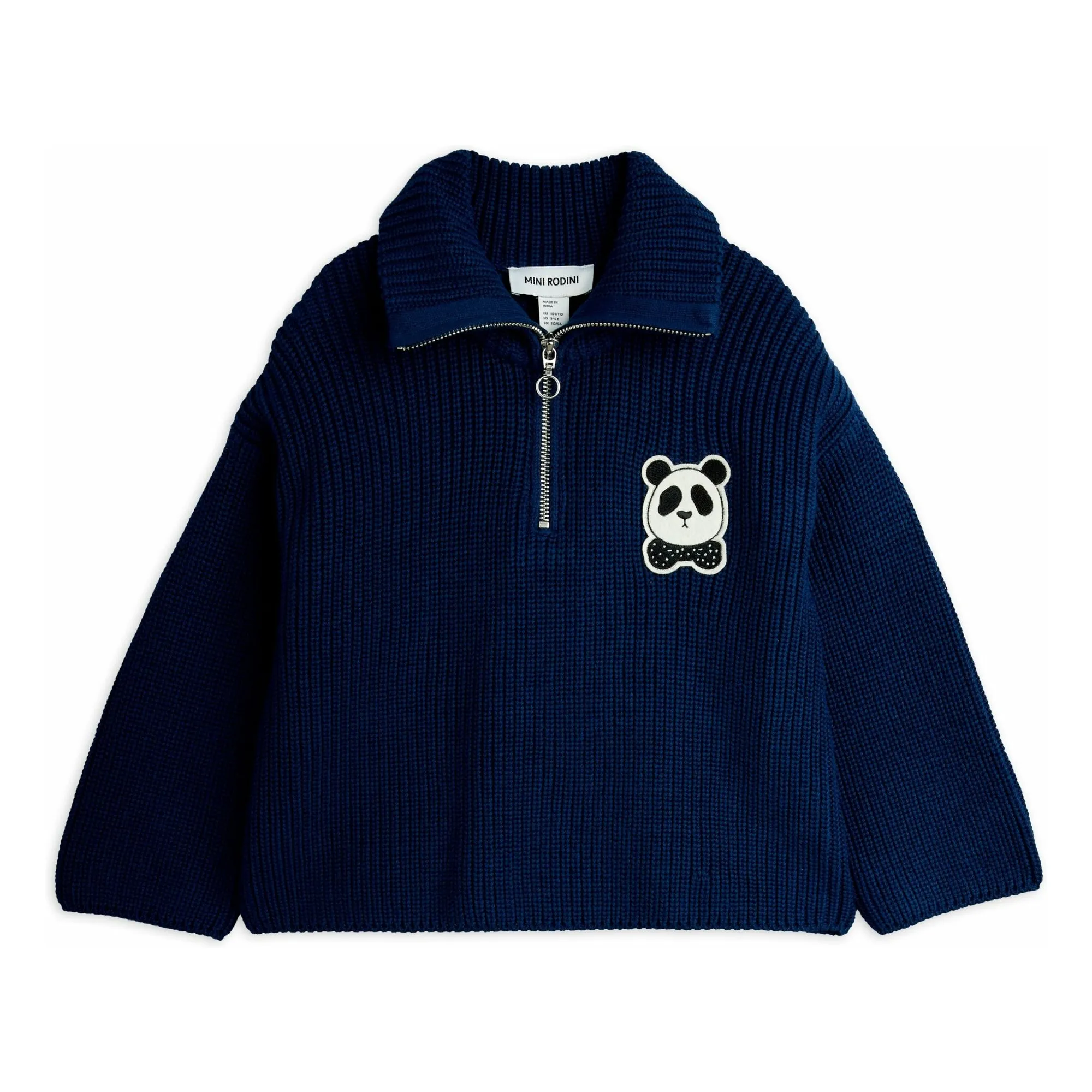 Mini Rodini Blue Organic Cotton Panda Sweater