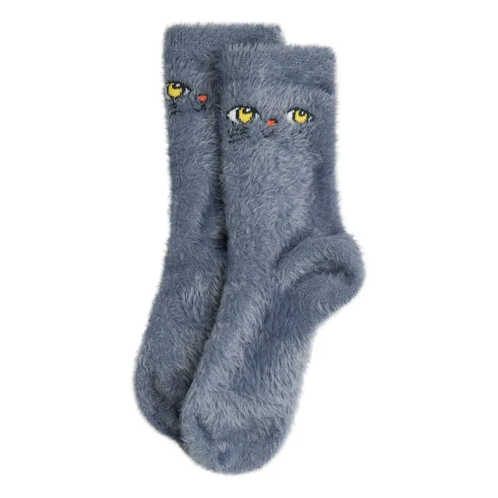 Cat Face organic cotton socks | Grey- Product image n°0