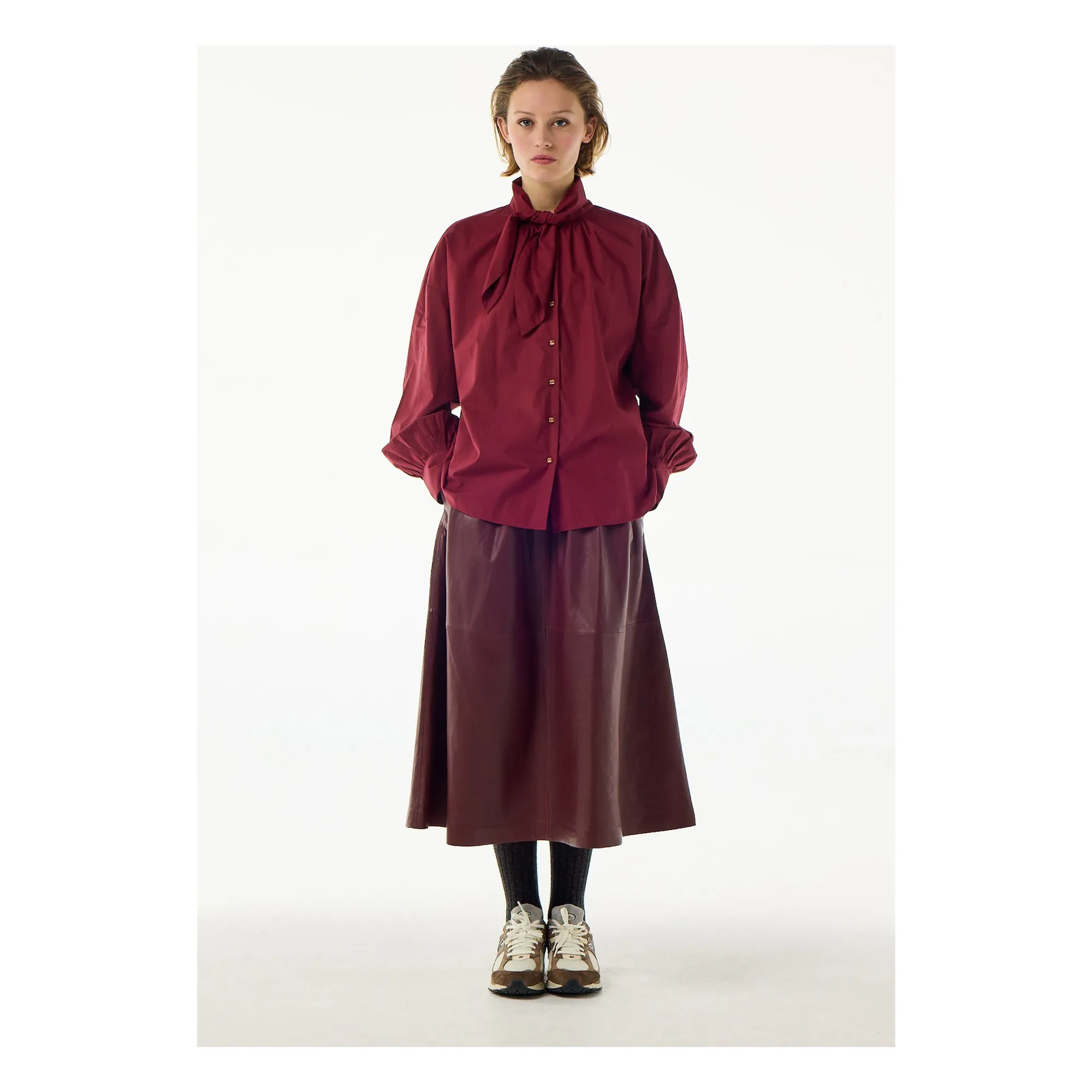 Bellepiece Burgundy Tom Cotton Poplin Blouse