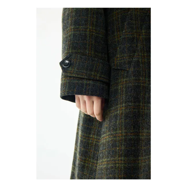 Manteau Keith Carreaux Laine Vierge | Ocre