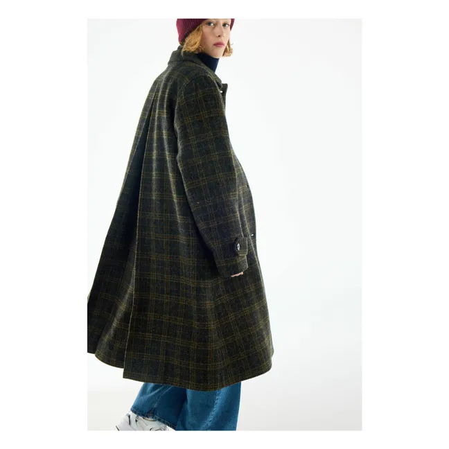 Manteau Keith Carreaux Laine Vierge | Ocre