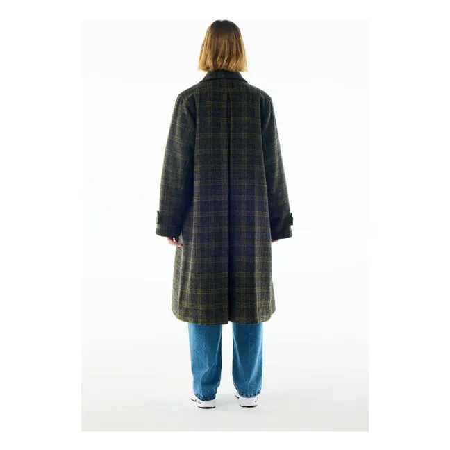 Manteau Keith Carreaux Laine Vierge | Ocre