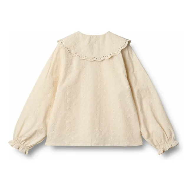 Bluse Flora mit Claudine-Ausschnitt aus Bio-Baumwolle | Beige