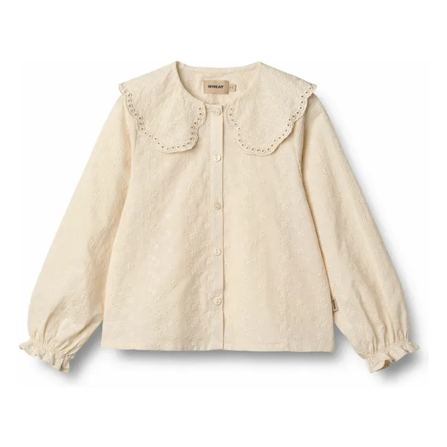 Bluse Flora mit Claudine-Ausschnitt aus Bio-Baumwolle | Beige