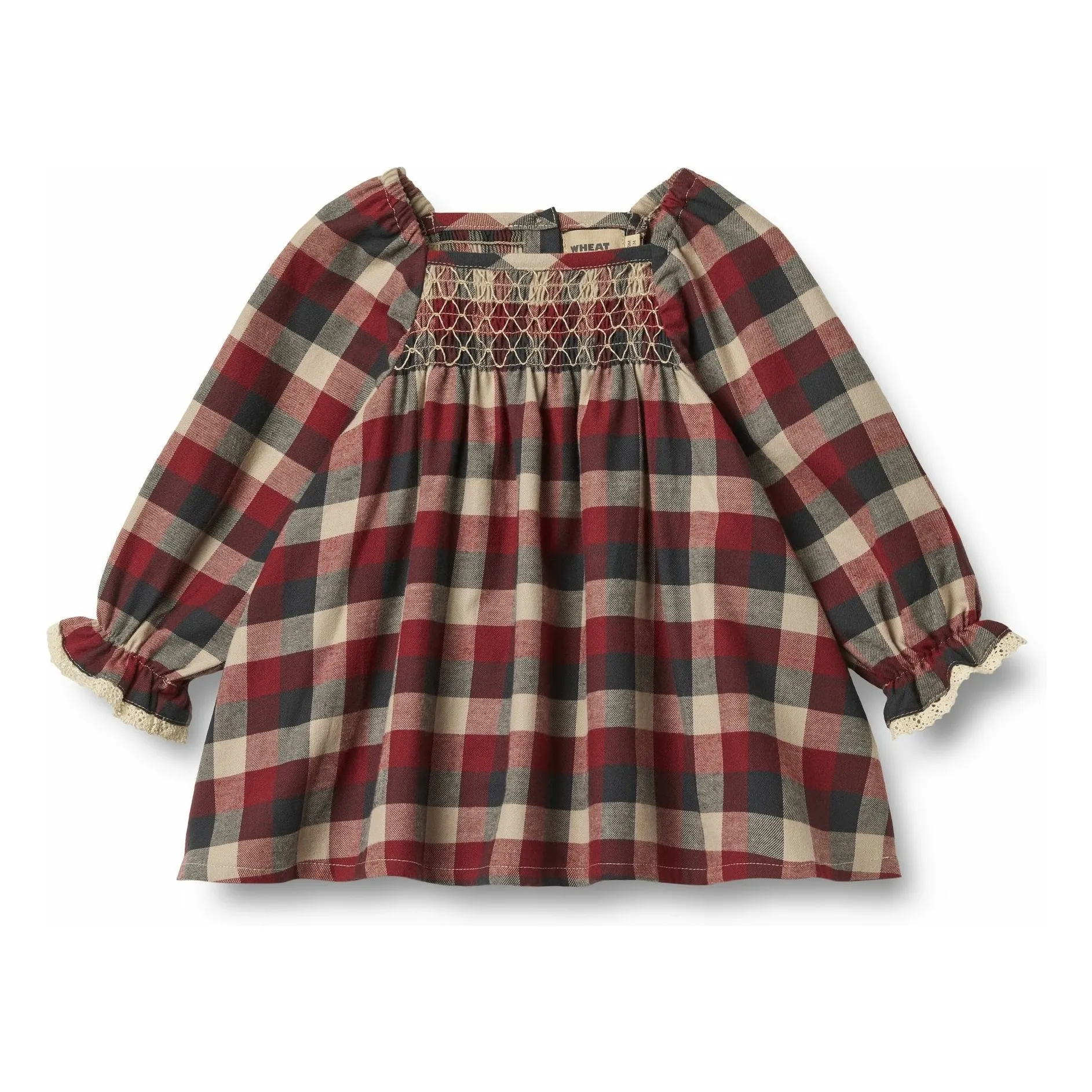 Wheat Red Bella Dress Organic Cotton Check