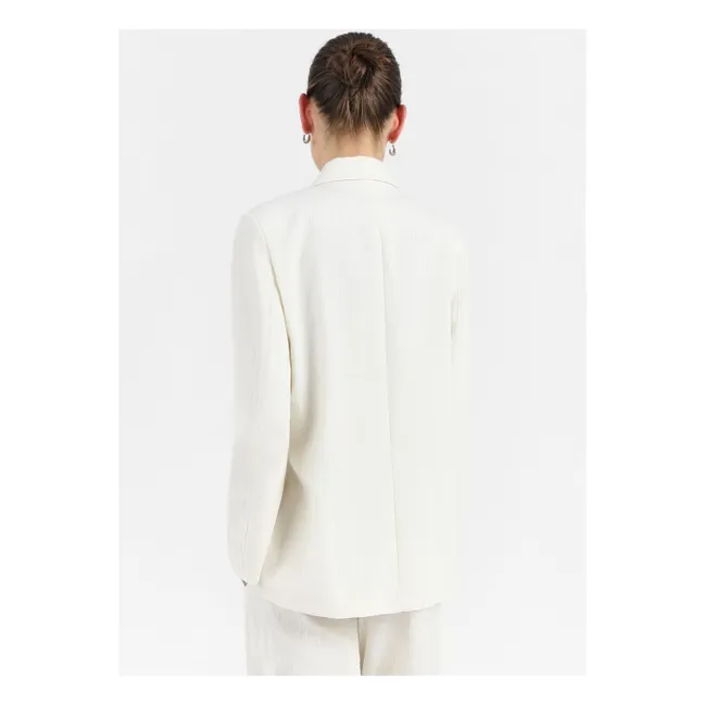 Avalon Cotton and Silk Stripe Jacket | Ecru