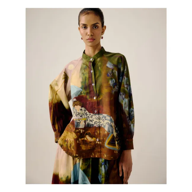 A-Line Lakeside Cotton Sateen Blouse | Burgundy