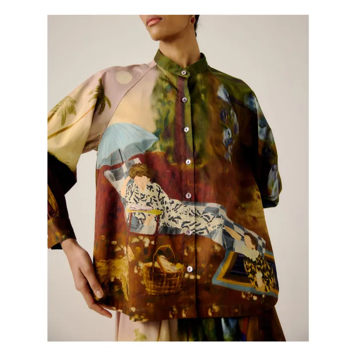 Blusa de satén de algodón Lakeside de línea A | Burdeos- Imagen del producto n°2