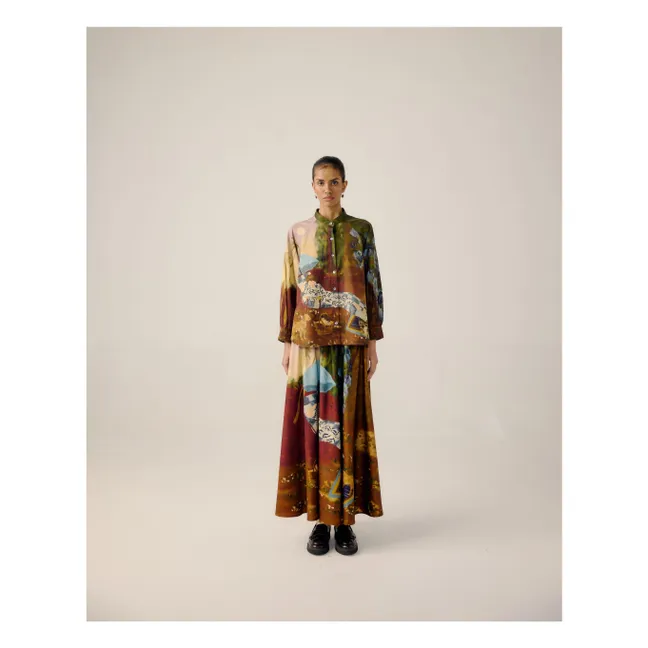 A-Line Lakeside Cotton Sateen Blouse | Burgundy