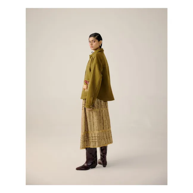 Ava Crountryside Wool Embroidered Jacket | Olive green