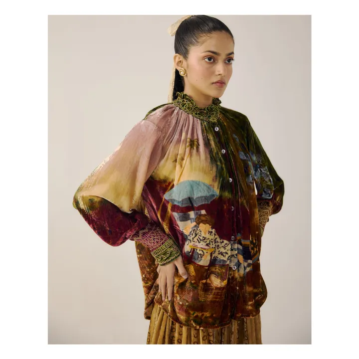 Farmer Lakeside Velvet blouse | Burgundy- Product image n°4